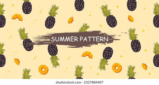 unique abstract summer pineapple fruits seamless pattern background
