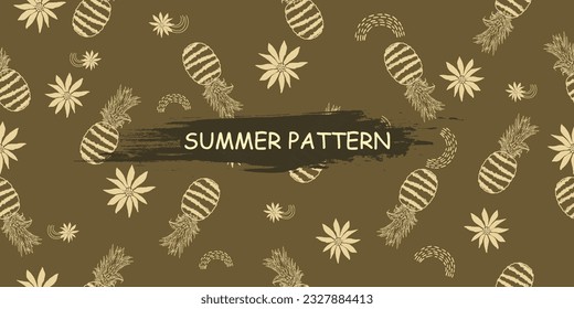 unique abstract summer pineapple fruits seamless pattern background
