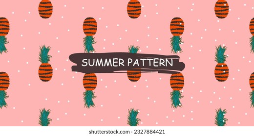 unique abstract summer pineapple fruits seamless pattern background