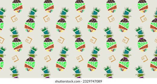 unique abstract summer pineapple fruits seamless pattern background
