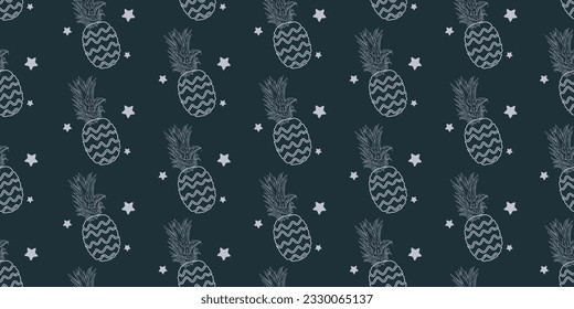 unique abstract summer pineapple fruits seamless pattern background