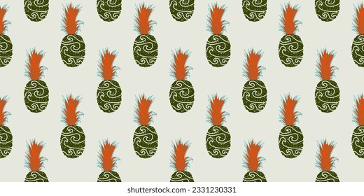 fondo de patrón sin fisuras de piña de verano abstracto único