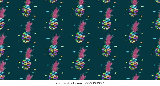 unique abstract summer pineapple fruits seamless pattern background