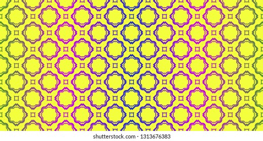 Unique, Abstract Traditional Geometric Color Pattern. Seamless Vector Illustration. For Fantastic Design, Wallpaper, Background, Fantastic Print. Yellow purple color.