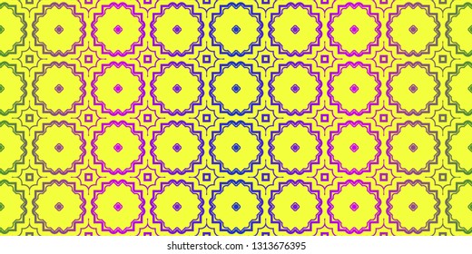 Unique, Abstract Traditional Geometric Color Pattern. Seamless Vector Illustration. For Fantastic Design, Wallpaper, Background, Fantastic Print. Yellow purple color.