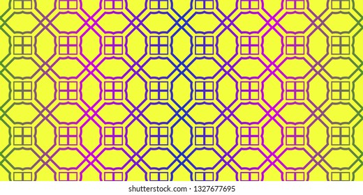 Unique, Abstract Traditional Geometric Color Pattern. Seamless Vector Illustration. For Fantastic Design, Wallpaper, Background, Fantastic Print. Yellow purple color.