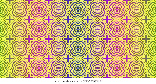 Unique, Abstract Traditional Geometric Color Pattern. Seamless Vector Illustration. For Fantastic Design, Wallpaper, Background, Fantastic Print. Yellow purple color.