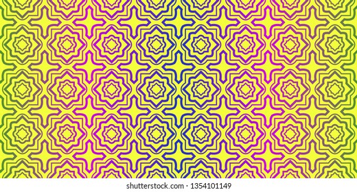 Unique, Abstract Traditional Geometric Color Pattern. Seamless Vector Illustration. For Fantastic Design, Wallpaper, Background, Fantastic Print. Yellow purple color.