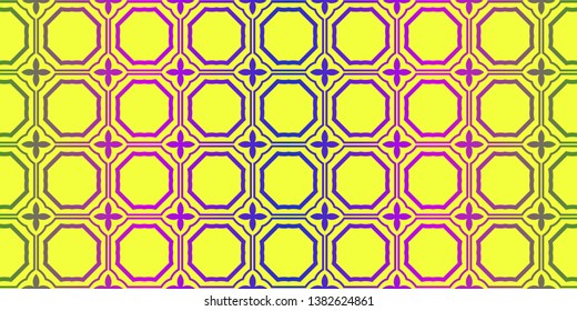 Unique, Abstract Traditional Geometric Color Pattern. Seamless Vector Illustration. For Fantastic Design, Wallpaper, Background, Fantastic Print. Yellow purple color.