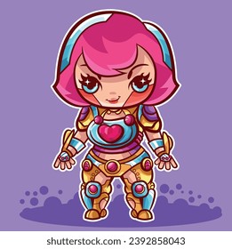 Unique and adorable cyborg with vibrant colors of outer space through this captivating vector illustration