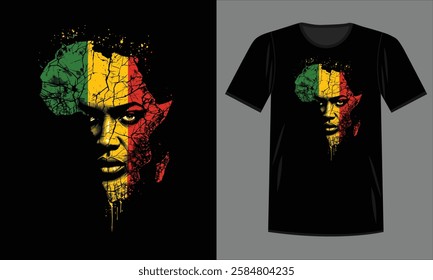 Unique African Pride T-Shirt Design with Red, Yellow, and Green Palette