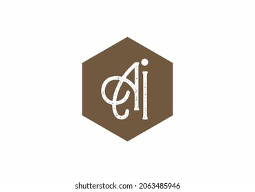 Letra inicial AI única Diseño alfabético