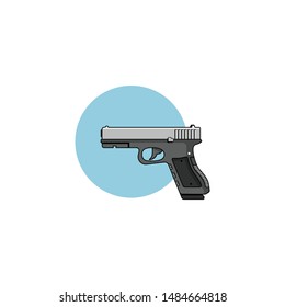 Unique Air Soft Gun Logo with blue circle. icon use blue and grey color
