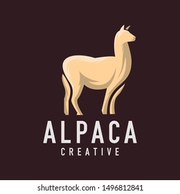 Unique alpaca logo - vector illustration design on a light background