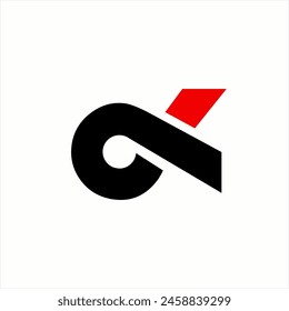 Unique alpha symbol logo design with number 9 elements.