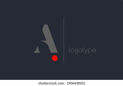 A unique alphabet letter logo for business. Creative corporate identity and lettering in grey blue and red color. Company branding icon design with dot