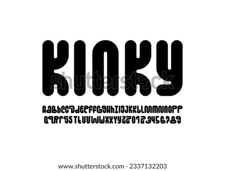 Unique alphabet playful style rounded font, unusual typography letters and numbers, vector illustration 10EPS