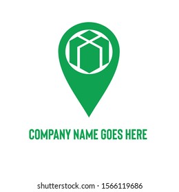 Unique android application logo with box inside location icon for delivery business company or other promotional material