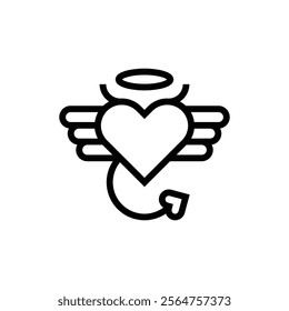 unique of angel and demon love logo