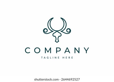 unique animal buffalo Logo line Design, bovines. bison. Cattle. Taurus And Bull Logo Linear Design Vintage Retro