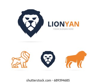 Unique animal and lion logotype design template.
