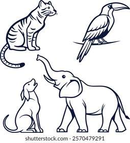 Unique Animals Icon Set Vector Illustration Design