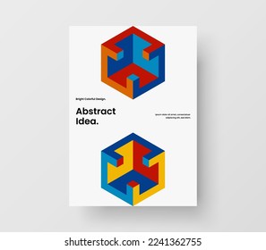 Unique annual report A4 design vector concept. Fresh geometric tiles handbill illustration.