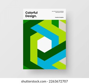 Unique annual report A4 design vector template. Creative mosaic pattern journal cover illustration.