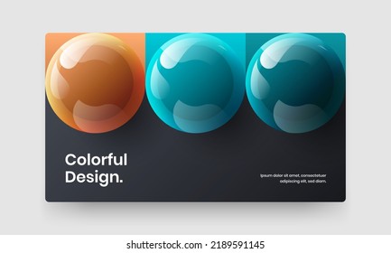 Unique annual report design vector concept. Multicolored realistic spheres corporate brochure illustration.