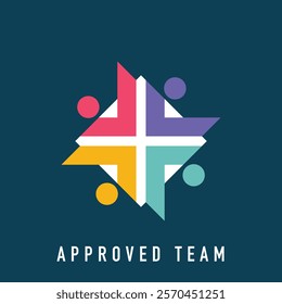 Unique approved team meeting logo design. Unity and leadership style. vector flat style.