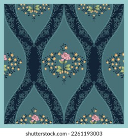 einzigartiger Bogenrahmen mit bunten Rosen und Blättern