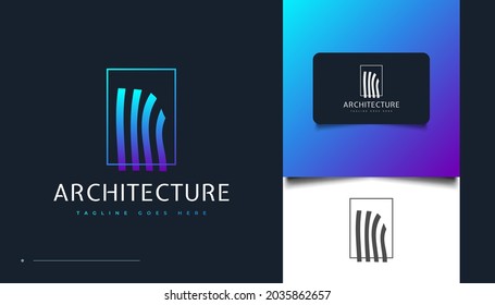 Unique Architecture Logo Design with Wavy Effect for Real Estate Industry Identity. Construction, Architecture or Building Logo Design Template