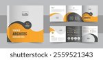 Unique architecture square trifold brochure template design or corporate square tri fold brochure template layout. Architecture square trifold brochure template design layout