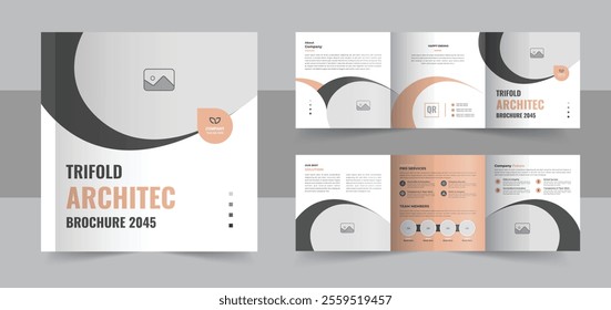 Unique architecture square trifold brochure template design or Modern business square trifold brochure template design