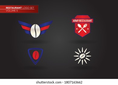Unique Army Coffee and Restaurant Logo Set Template for Your Business, Company, or Product