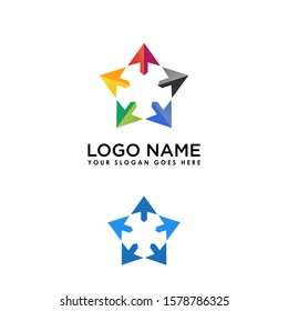 Unique arrow at 5 circle angles in colorful image graphic icon logo design abstract concept vector stock. Can be used as an organization or icon