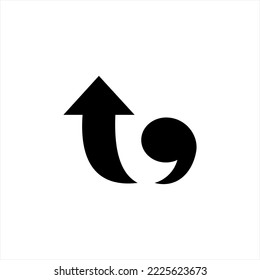 Unique up arrow logo design with comma.