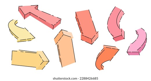 flechas únicas de diferentes colores. 