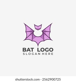Unique Artistic Flying Pink Bat Logo Modern Style