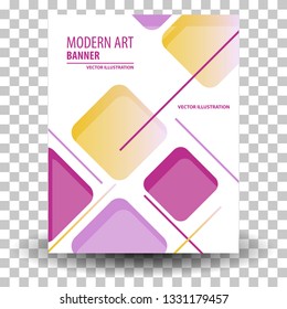 Unique artistic summer card with bright gradient background,shapes and geometric elements in memphis style.