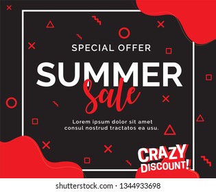 Unique artistic summer cards with bright gradient background,shapes and geometric elements in memphis style.Abstract design cards perfect for prints,flyers,banners,invitations,special offer and more. 