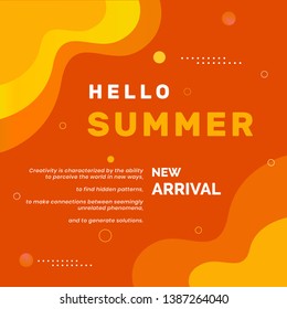 Unique artistic summer cards with bright gradient background,shapes and geometric elements in memphis style.Abstract design cards perfect for prints,flyers,banners,invitations,special offer and more. 