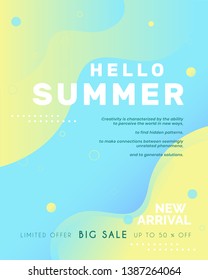 Unique Artistic Summer Cards With Bright Gradient Background,shapes And Geometric Elements In Memphis Style.Abstract Design Cards Perfect For Prints,flyers,banners,invitations,special Offer And More. 