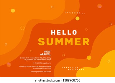 Unique artistic summer cards with bright gradient background,shapes and geometric elements in memphis style.Abstract design cards perfect for prints,flyers,banners,invitations,special offer and more. 