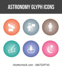 Unique Astronomy Glyph Vector Icon Set