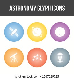 Unique Astronomy Glyph Vector Icon Set