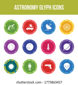 Unique astronomy vector glyph icon set