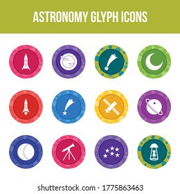 Unique astronomy vector glyph icon set