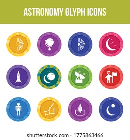 Unique astronomy vector glyph icon set
