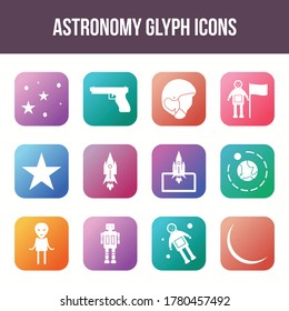 Unique astronomy vector glyph icon set